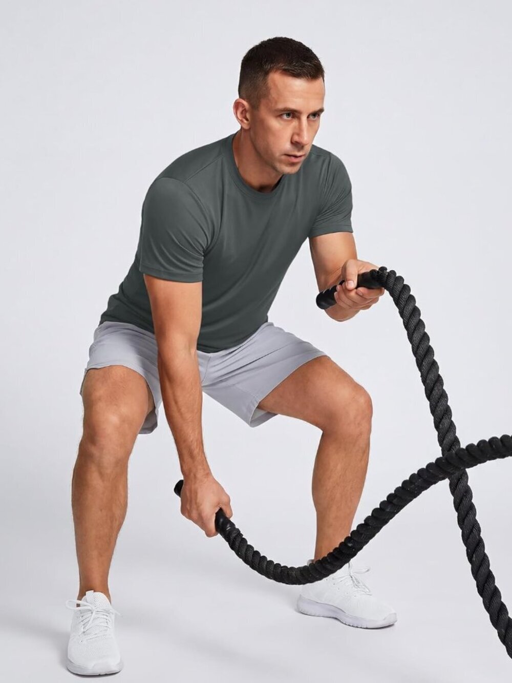Men’s 08 Dark Grey Quick-Dry Workout T-Shirt – Athletic Running Sun Protection - Picture 2 of 6
